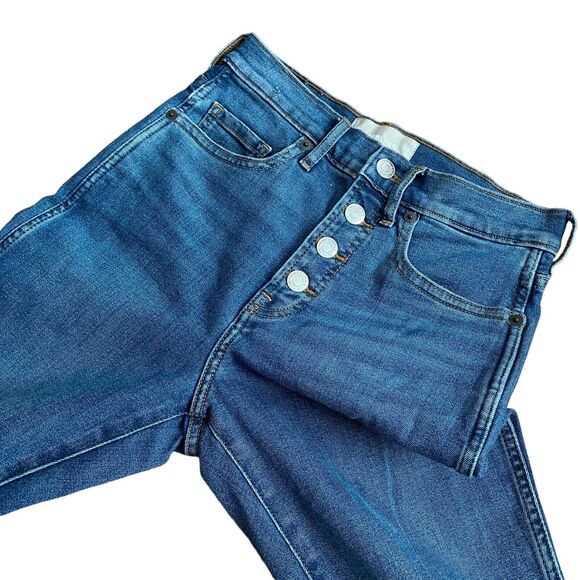 Everlane 25 Vintage Skinny Jean Ankle Raw Hem Button Fly Blue Denim - Picture 8 of 11